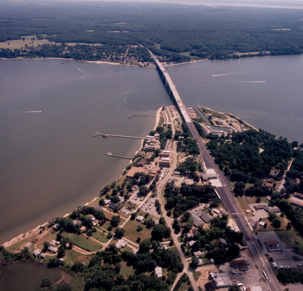 An aerial view of the VIMS Gloucester Point campus looking south.