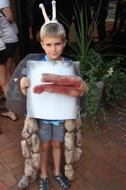 Van Hutchins won the award for best overall in the 2015 Marine Science Day costume contest with his personification of a fiddler crab. © E. Fryer. 